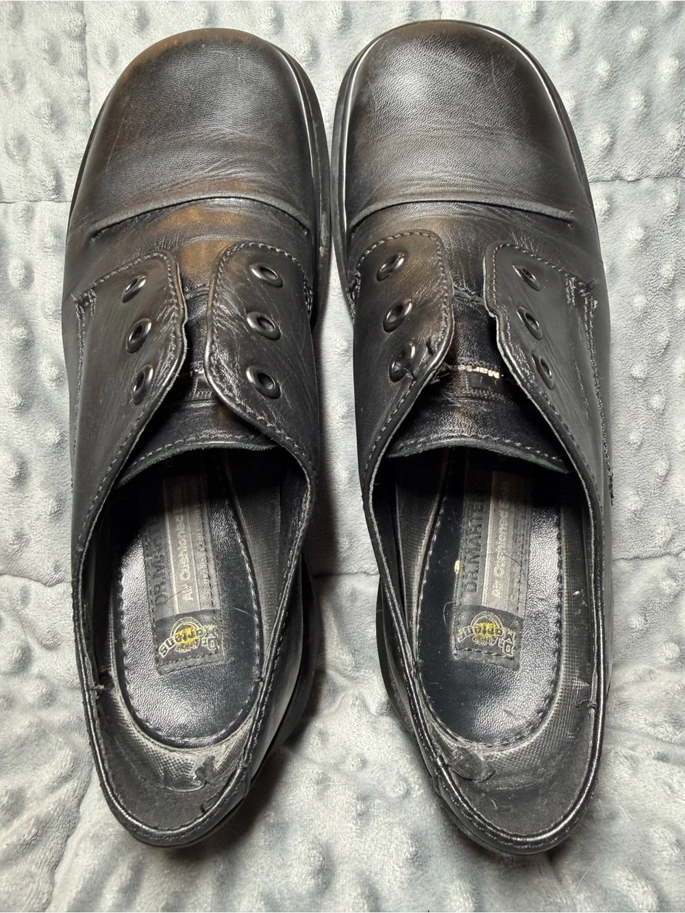 Dr. Martens Black Leather Cap-Toe Oxfords